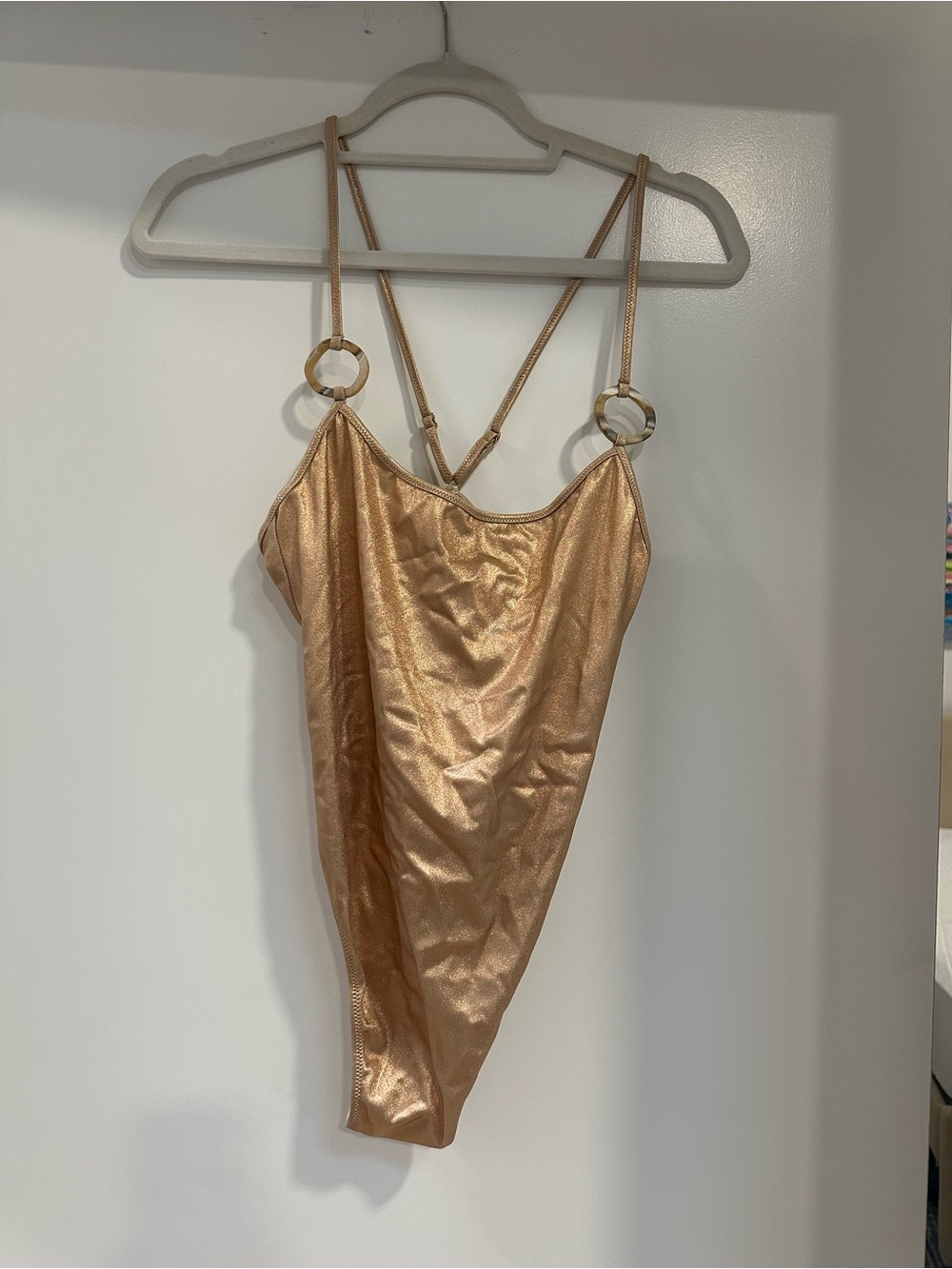 Tropic of C Metallic Gold One-Piece Swimsuit, Size L, NWT